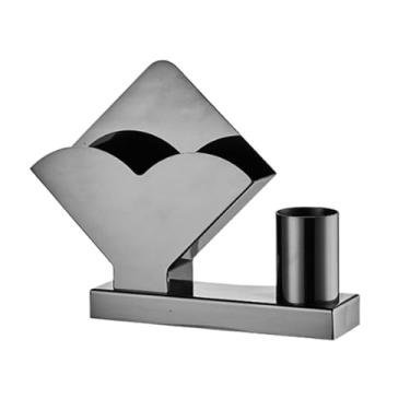 Imagem de Porta-guardanapos vertical de aço inoxidável - dispensador de guardanapos de restaurante com suporte de palito de dente tubo de toalha de papel quadrado rack de guardanapo (cinza, 21,3 * 5 * 16,6 cm)