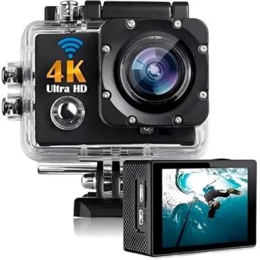 Imagem de Câmera de Ação 4K Ultra HD com Wi-Fi e Zoom Digital – À Prova d’Água, Sensor CMOS, 64GB Capture Aventuras em 4K! Câmera de Ação Wi-Fi com Zoom,e 64GB