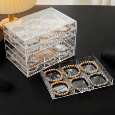 Imagem de YUFONG Organizador de caixa de armazenamento de brincos, 5 gavetas, organizador de joias, acrílico, porta-joias, compartimento transparente, estojo de armazenamento para mulheres e meninas (30 cintas)