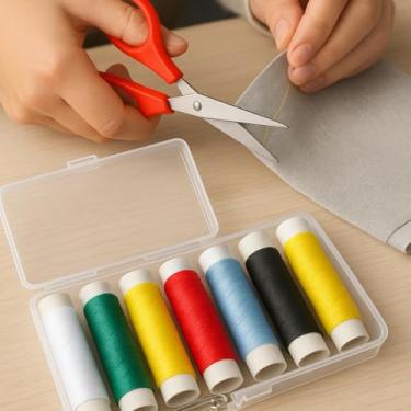 Imagem de Kit De Costura Portátil Premium Estojo Organizador Com Tesoura 7 Cores De Linhas E Acessórios Para Reparo E Ajustes No Dia a Dia Ideal Para Levar Na Bolsa Premium