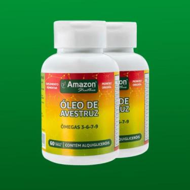 Imagem de Kit 2 Óleos de Avestruz em Cápsulas Ômegas 3, 6, 7 e 9 SELO ANVISA ORI