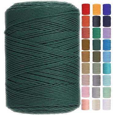 Imagem de GOHOHOF Cordão De Algodão Para Macramê 3 Mm, 546 Jardas, Suprimentos Cor Natural, Corda Macia Artesanato, Suporte Plantas, Filtro Dos Sonhos Parede (Verde Escuro)
