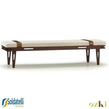 Imagem de Recamier Los 160cm Madeira Amêndoa com Opções de Tecido - Ozki, Linho 