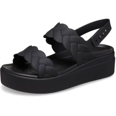 Imagem de Crocs Sandálias femininas de tecido Brooklyn com plataforma, Tecido preto, 33
