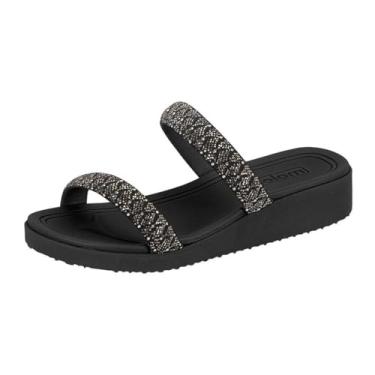 Imagem de Chinelo Feminino Flatform Conforto Strass Moderno Moleca