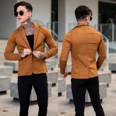 Imagem de blazer Executivo Slim Corte Italiano De Luxo - Debatt Jeans, Caramelo,