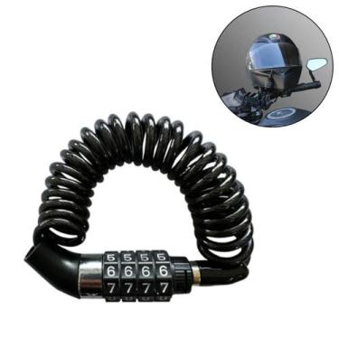 Imagem de Trava De Bicicleta Anti-Roubo Senha Cabo Capacete De Motocicleta Portá