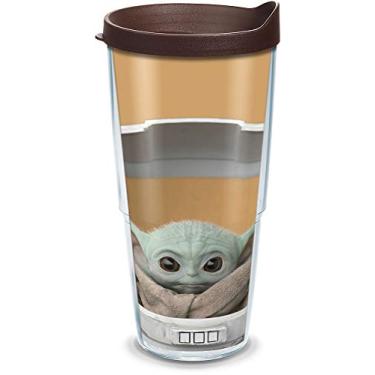 Imagem de Tervis Copo de viagem Star Wars The Mandalorian Child Stare Made in USA com isolamento térmico de parede dupla mantém as bebidas frias e quentes, 680 g, clássico