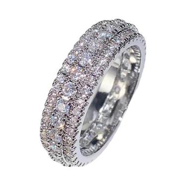 Imagem de Anel De Promessa Em Ouro CZ Para Mulheres, Aliança De Casamento Brilha