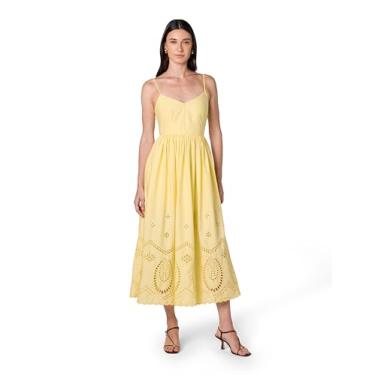 Imagem de Club Monaco Vestido longo feminino bordado com ilhós, Amarelo tenente/Jaune Clair, 32