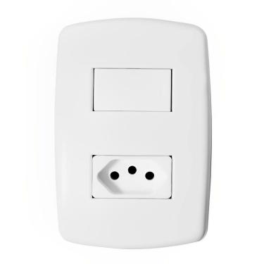 Imagem de Interruptor Simples + 1 Tomada Unidade 2P+T 10A com Placa - DC-8100/15 - DICOMPEL