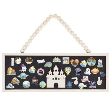 Imagem de BENECREAT Placa retangular de cortiça para castelo, quadro de exibição de avisos de 38 x 12 cm, quadro de cortiça montado na parede para exibição de broches, coleção de pinos, escritório, casa