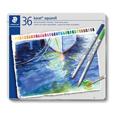 Imagem de STAEDTLER Lápis de Cor Karat Aquarelável Hexagonal - 36 cores - Alta Pigmentação, Traço Macio, Misturável com Água – Ideal para Artistas, Estudantes e Hobby