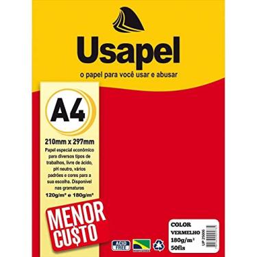 Imagem de Papel A4 Color Usapel Vermelho 180 g, Filiperson, 25006, Multicolor, Pacote com 50 Folhas