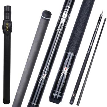 Imagem de CUEELF Taco de sinuca de fibra de carbono envoltório de couro profissional de baixa deflexão taco de bilhar 12,5 mm com tecnologia de fibra de carbono (CA-SP-preto, 590 g)