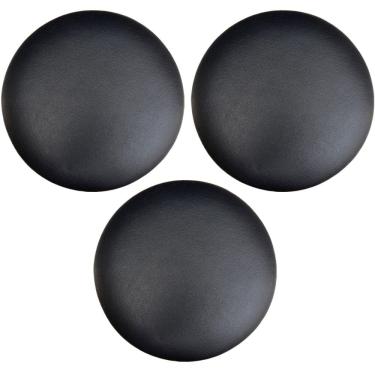 Imagem de Kit 03 Assentos Redondo Banqueta Cadeira Estofados Poltronas H02 Corino Preto 30 cm - Lyam Decor