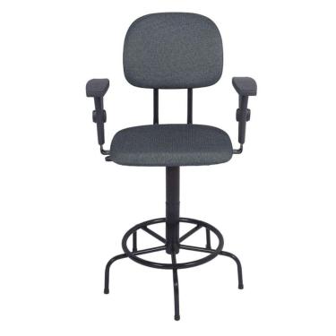 Imagem de Cadeira Caixa Alta Braço L Duplo Regulagem Altura Base Ferro