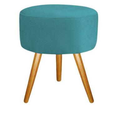 Imagem de Puf, puff para sala pé palito azul tiffany 50 cm altura