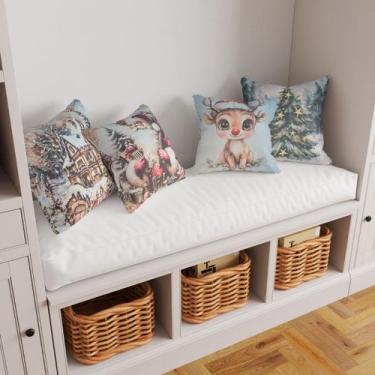 Imagem de Kit 4 Capas de Almofada Natalinas Suede 43x43cm com Zíper Papai Noel F