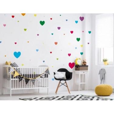 Imagem de Adesivo de Parede Infantil Corações Coloridos - 60 Peças - no-brand