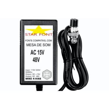 Imagem de Fonte DC 15V e 48V para Mesa de Som Mixer Karsect KT - 4 Vias - Starfo