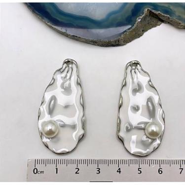 Imagem de Base de Brinco Níquel Branco com Pérola - Par de Bijuterias - no-brand