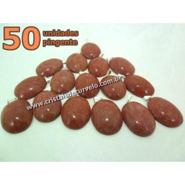 Imagem de 50 Pingentes Cabochão de Quartzo Vermelho Natural com Pino em Banho de