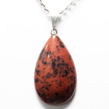 Imagem de Pingente Gota de Obsidiana Mahogany com Montagem em Pino Prateado - At