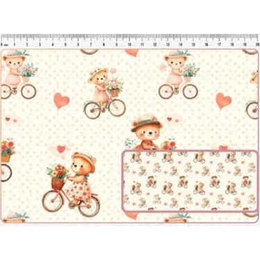Imagem de Fernando Maluhy Tecido Tricoline Digital, Estampa Urso na Bicicleta, 50 x 150 cm, 100% Algodão