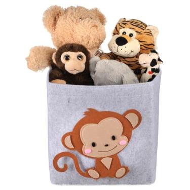 Imagem de Cesto Organizador Dobrável Quarto Infantil Animais Brinquedo (Macaquinho)