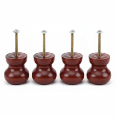 Imagem de Puxador mogno redondo madeira maciça gaveta porta armário colonial (2)