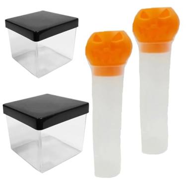Imagem de Kit Mimos Tema Halloween: Lembrancinha Infantil Decoração de Mesa e Festa Dia das Bruxas DIY Aniversário Gincana Evento Escolar (10 Tubete abobora 10 Caixinha 5x5cm, Preto e Laranja)