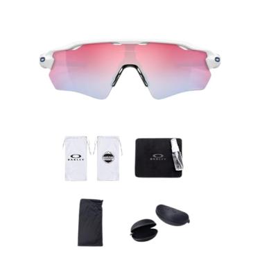 Imagem de Oakley Óculos de sol Radar EV Path OO9208 Shield | Pacote com kit de limpeza e bolsa de microfibra branca, Branco polido / Prizm Snow Sapphire