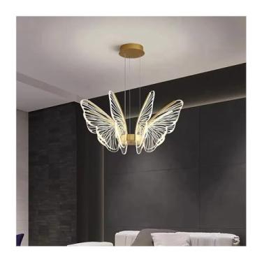 Imagem de Moderno - Lustre LED Borboleta Deluxe Base Dourada Minimalista - Iluminação para Sala de Jantar Decoração para Casa Lustre Luminária
