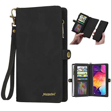 Imagem de Simicoo Capa carteira para LG V60 ThinQ, capa de couro para LG V60 ThinQ FILP com compartimentos para cartões, bolsa magnética removível, alça de mão, bolso para dinheiro, carteira para LG V60 ThinQ