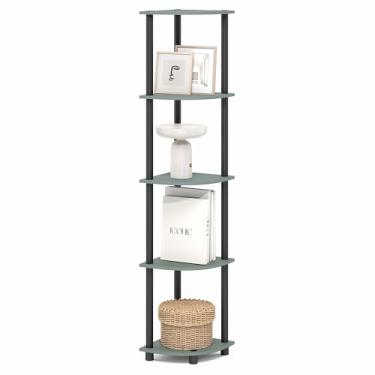 Imagem de Furinno Prateleira de canto Turn-N-Tube, estante de canto de 5 camadas, prateleiras de armazenamento abertas, para organização e armazenamento, sala de estar, escritório em casa, garagem, quarto