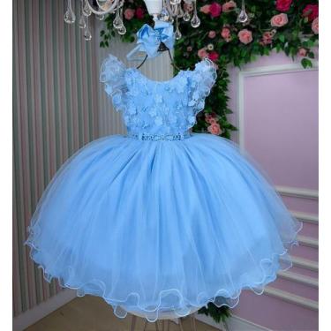 Imagem de Vestido Infantil Menina Bonita Angelie Azul Bebê - Elegante e Confortá