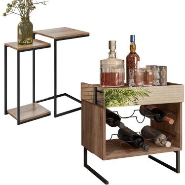 Imagem de Adega Decorativa Espelhada com Mesas Laterais Industrial D01 Design Demolição - Lyam Decor