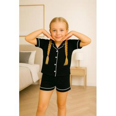 Imagem de Pijama Infantil Menina Verão Americano Blusa com Gola e Short - c7 BRE