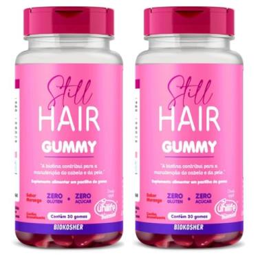 Imagem de Still Hair Gummy, Suplemento Vitamínico para Cabelo, Sabor Morango, Zero Glúten, Zero Açúcar, 60 Gomas - 2 Frascos