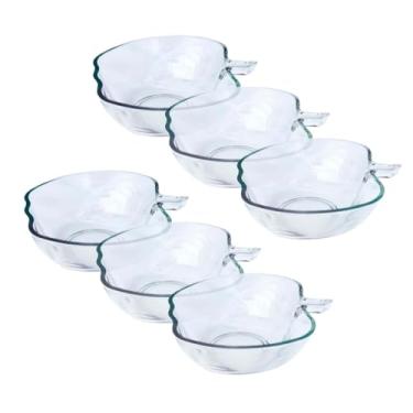 Imagem de Conjunto de 6 Tigelas em Vidro Formato Maçã, 200ml, Transparente, para Sobremesas e Petiscos, 11,5 x 10,5 x 4,5cm