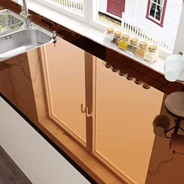 Imagem de EPPKILY Adesivos de espelho Tawny para parede, papel espelhado, folhas de espelho flexíveis, papel de contato autoadesivo, adesivo de papel de parede de vinil para bancadas artesanais, decoração de