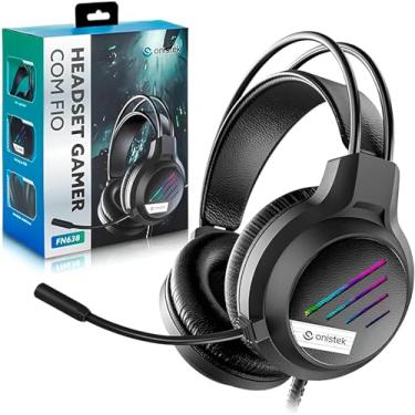 Imagem de Fone headset gamer com fio onlstek ONFN638, Arco Ajustável, Fone Com Microfone e Iluminação LED, 50mm, Preto.