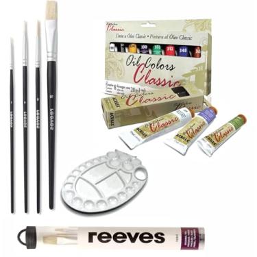 Imagem de Kit completo Pintura Tinta Oleo Acrilex Pincel Gode