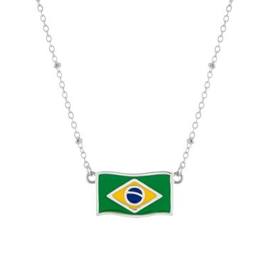 Imagem de Bolenvi Your Country Flag Travel Nation Pride Colares femininos com pingente esmaltado, gargantilha ajustável de 40 a 50 cm para corrente longa, presentes para ela, Adjustable, Aço inoxidável, Sem