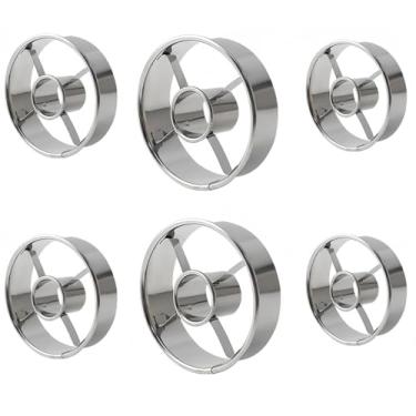 Imagem de Molde de Cortador de Rosquinha, Molde de Rosquinha de Aço Inoxidável, Moldes de Massa para Assar Ferramentas para Pastelaria Pequena DIY Rosquinhas Biscoitos (6 peças)