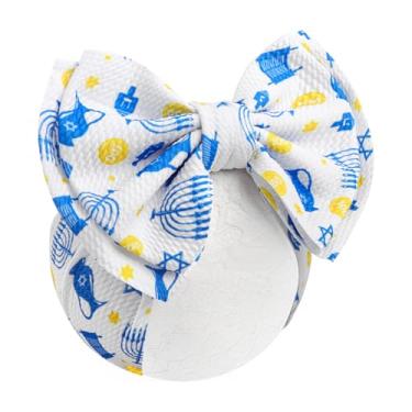 Imagem de YanJie Laços de bebê Happy Hanukkah de 17 cm para meninas Menorá para bebês e crianças pequenas, acessórios de laço de cabelo azul, roupas judaicas para meninas, acessórios de cabelo de bebê, presente