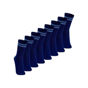 Imagem de Kit com 8 Pares de Meias Esportiva Cano Longo Lupo 3292-009, Azul mari