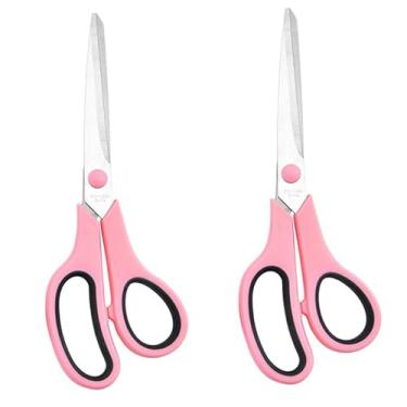 Imagem de Generic Tesoura multiuso de 21,6 cm, pacote com 2, lâminas de aço inoxidável ultra afiadas, aderência confortável, ambidestro, rosa