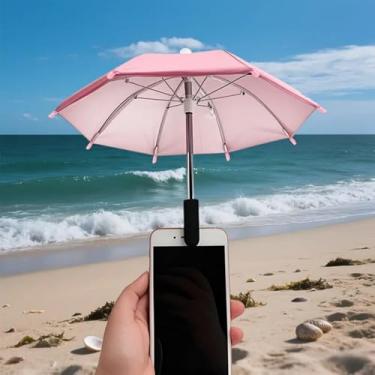 Imagem de Guarda-sol para telefone com suporte universal, proteção UV antirreflexo, protetor solar ajustável para uso ao ar livre (rosa)